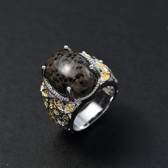 NEW Natural Yooperlite Genuine Gemstone Baroque Majesty Ring Size 7 - Picture 1 of 4